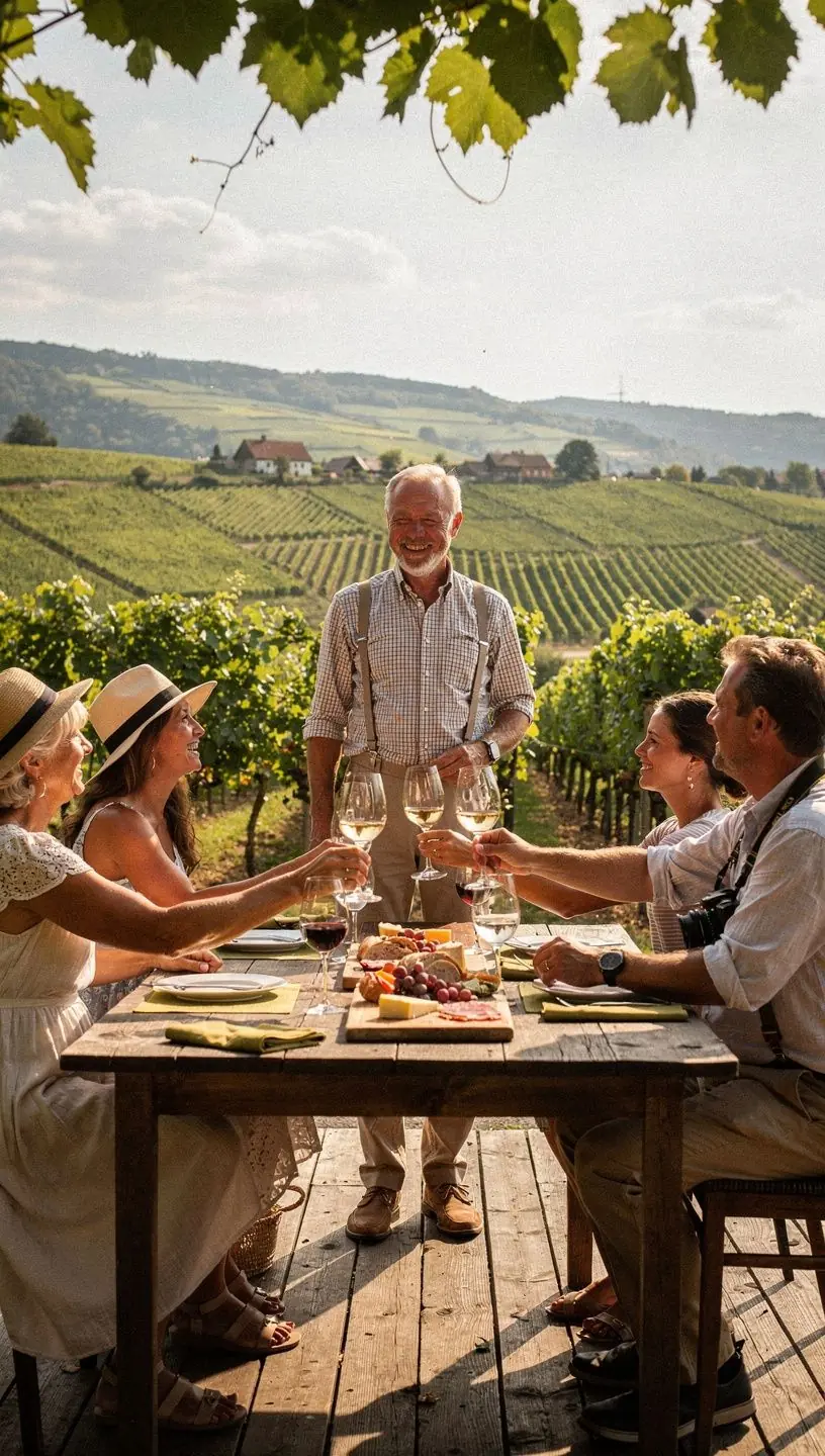 Informationsschalter mit Flyern und Plakaten zu geführten Touren in verschiedenen deutschen Städten